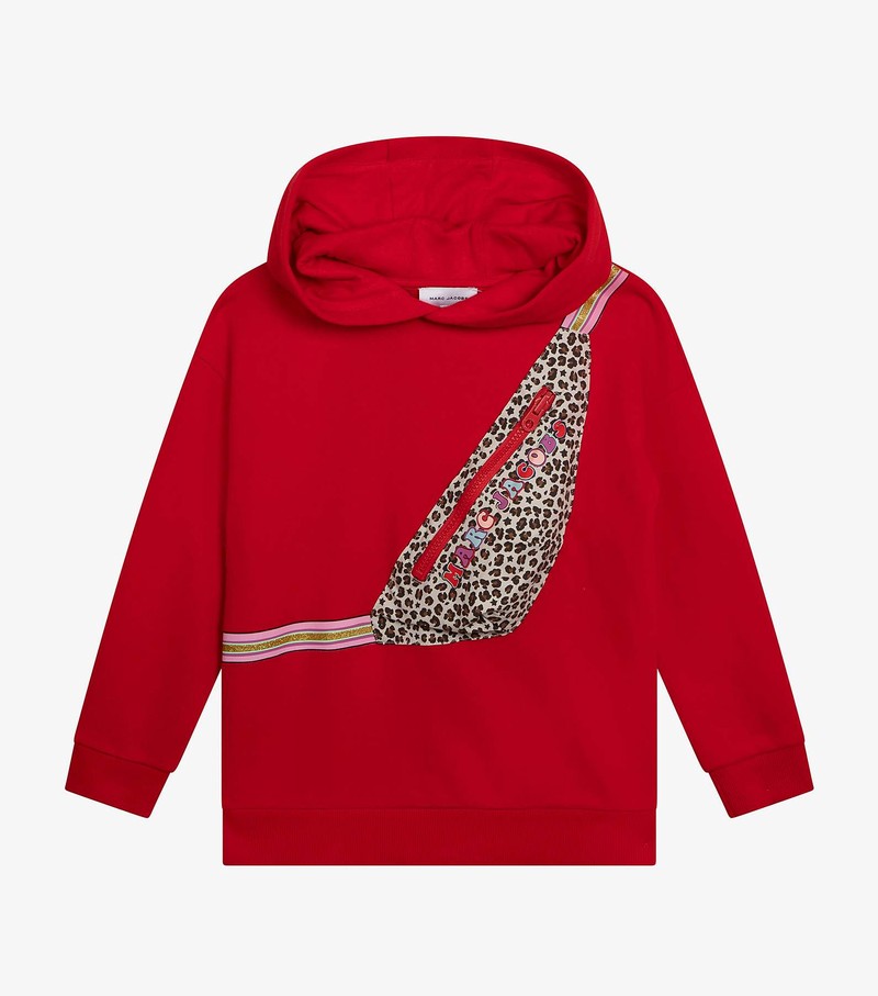 Kids\' Marc Jacobs Micro Cheetah Trompe L\'Oeil Hoodie Red | VNTKG-1468