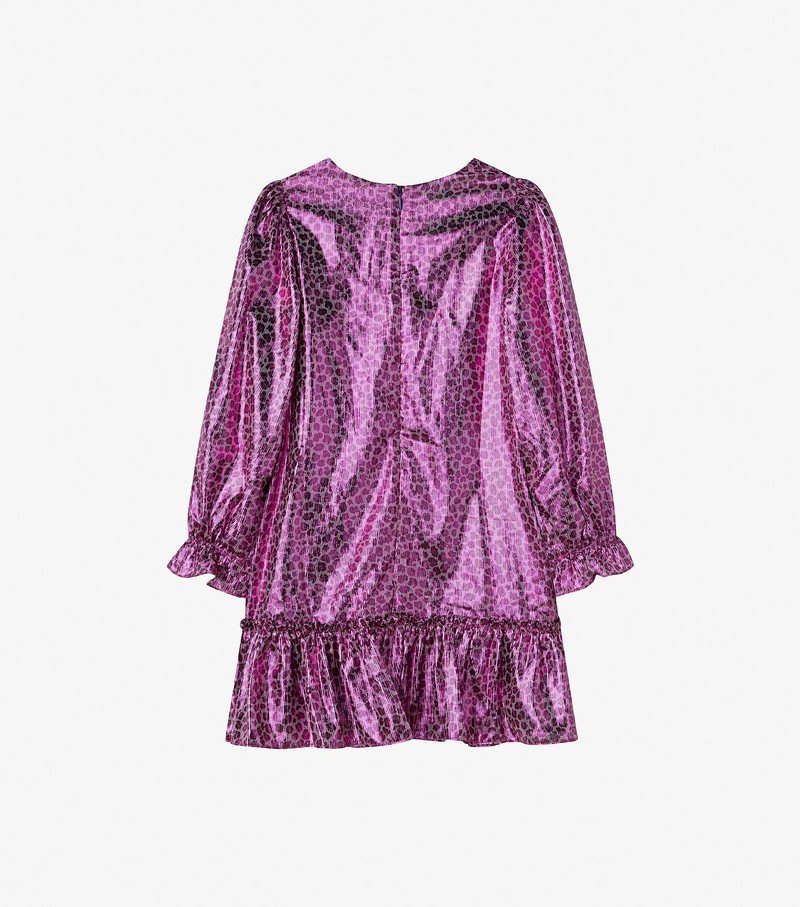 Kids' Marc Jacobs Micro Cheetah Trompe L'Oeil Dress Purple | XAKDZ-9850