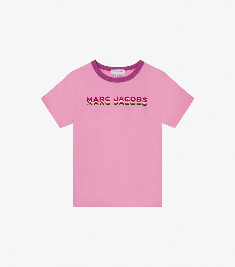 Kids\' Marc Jacobs Short Sleeve Logo T Shirts Pink | LWSVQ-8651