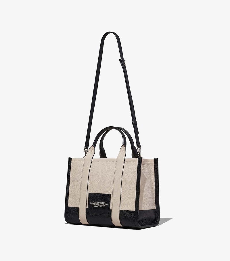 Women's Marc Jacobs Colorblock Medium Tote Bags Black / White | PWHKO-4023