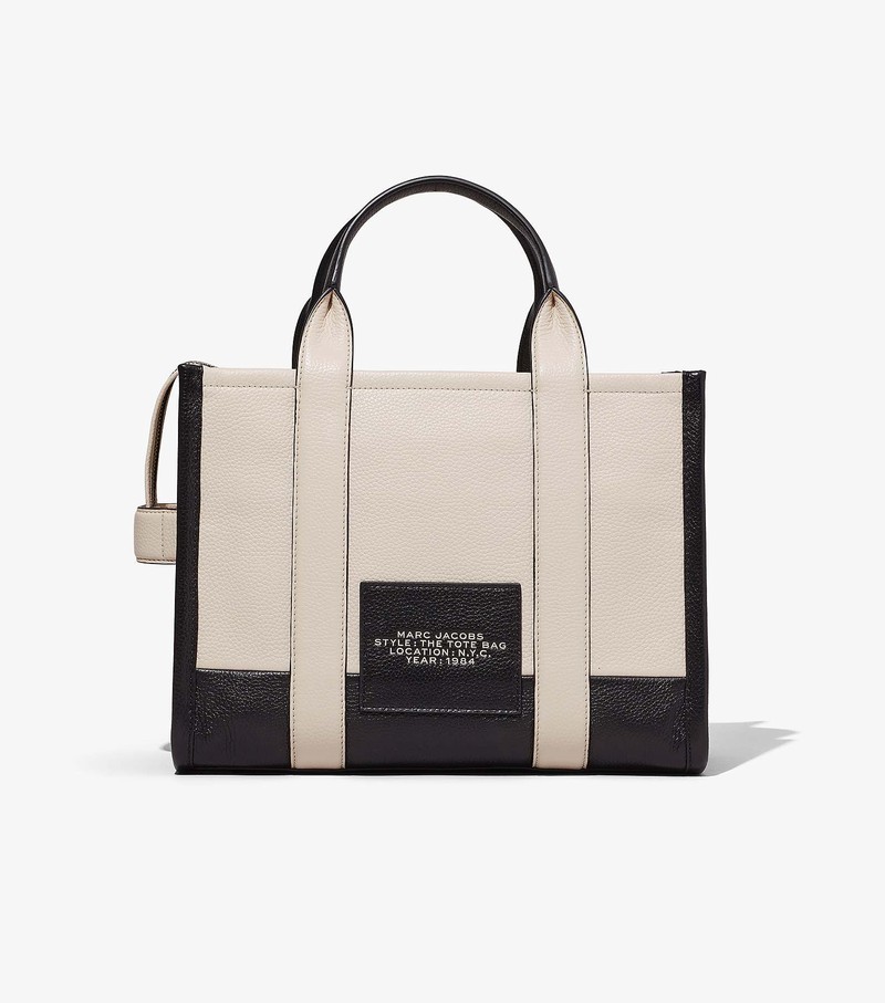 Women's Marc Jacobs Colorblock Medium Tote Bags Black / White | PWHKO-4023