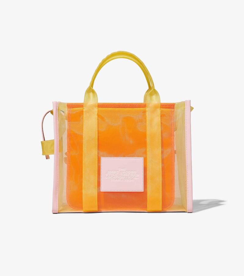 Women's Marc Jacobs Colorblock Mesh Medium Tote Bags Yellow | RSGDB-3509