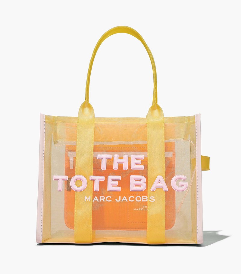 Women\'s Marc Jacobs Colorblock Mesh Tote Bags Yellow | GZNFA-8703