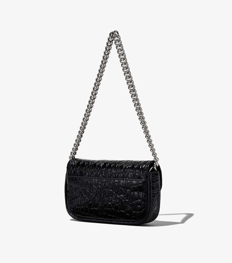 Women's Marc Jacobs Croc-Embossed J Marc Mini Crossbody Bags Black | BCQOA-7954