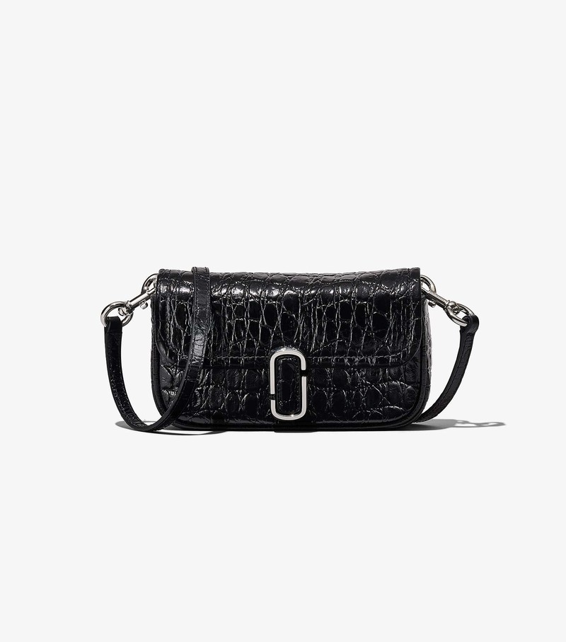 Women's Marc Jacobs Croc-Embossed J Marc Mini Crossbody Bags Black | BCQOA-7954