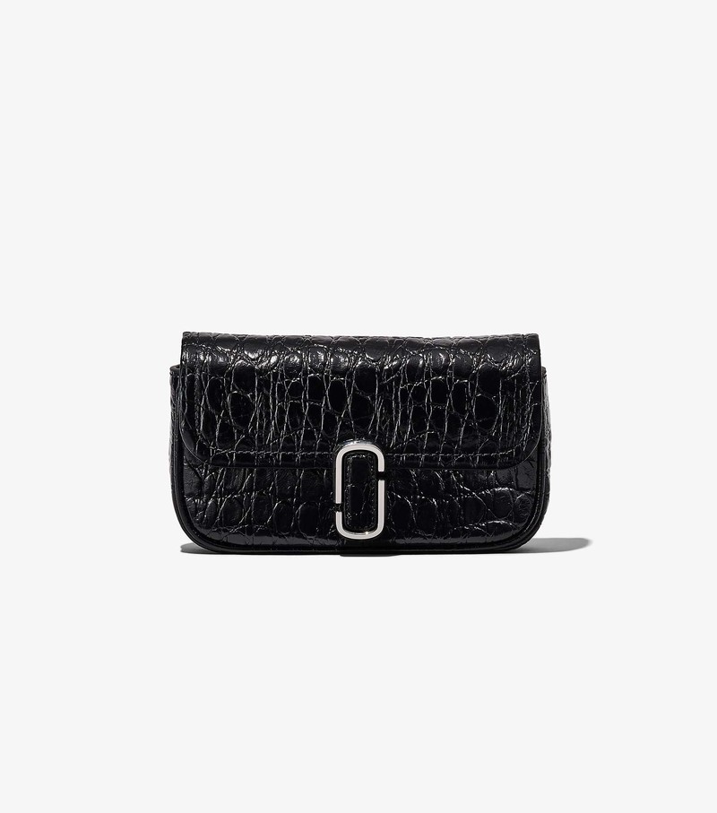 Women's Marc Jacobs Croc-Embossed J Marc Mini Crossbody Bags Black | BCQOA-7954