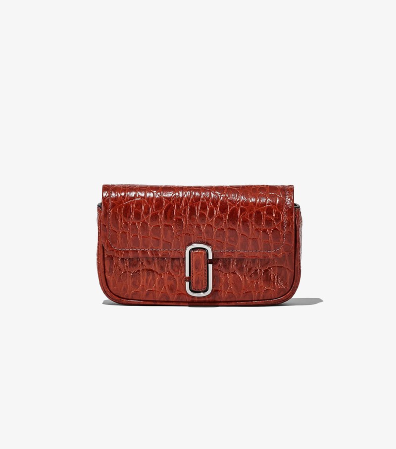 Women's Marc Jacobs Croc-Embossed J Marc Mini Crossbody Bags Red | IBDMC-1460