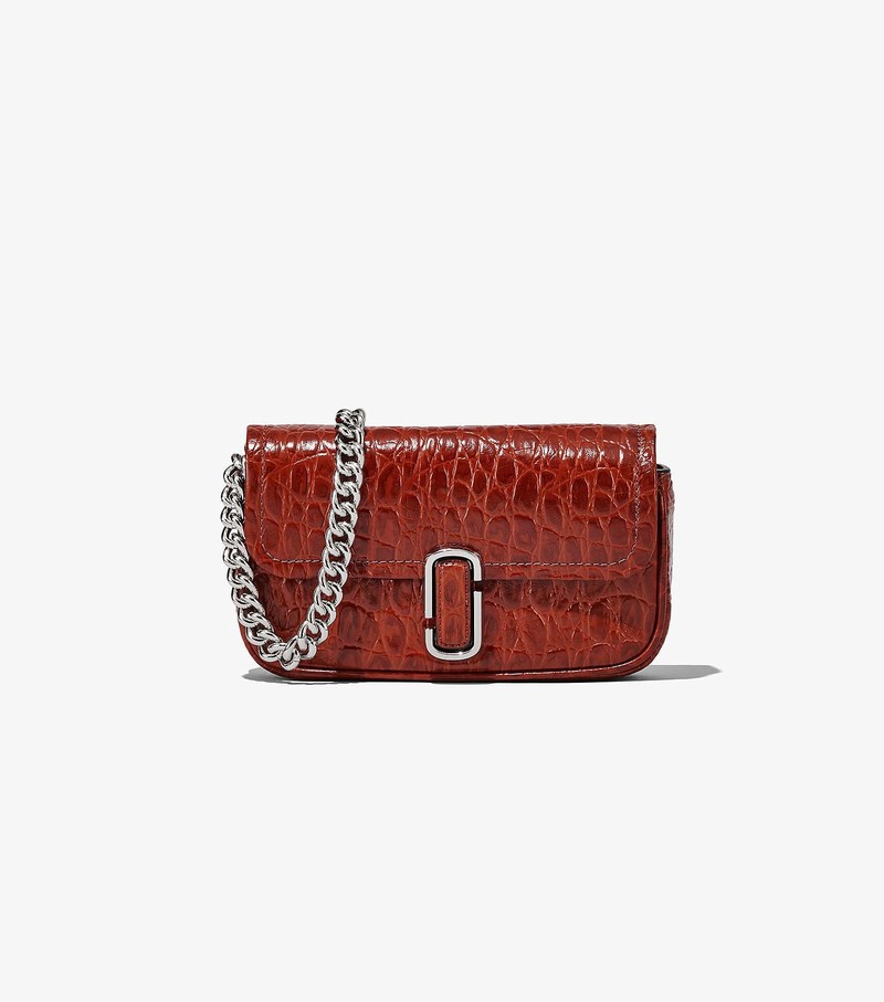 Women\'s Marc Jacobs Croc-Embossed J Marc Mini Crossbody Bags Red | IBDMC-1460