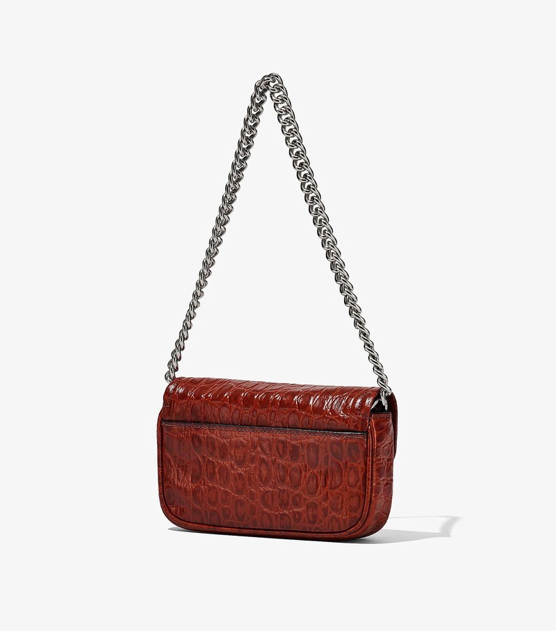 Women's Marc Jacobs Croc-Embossed J Marc Mini Bags Burgundy | QNVFJ-0432