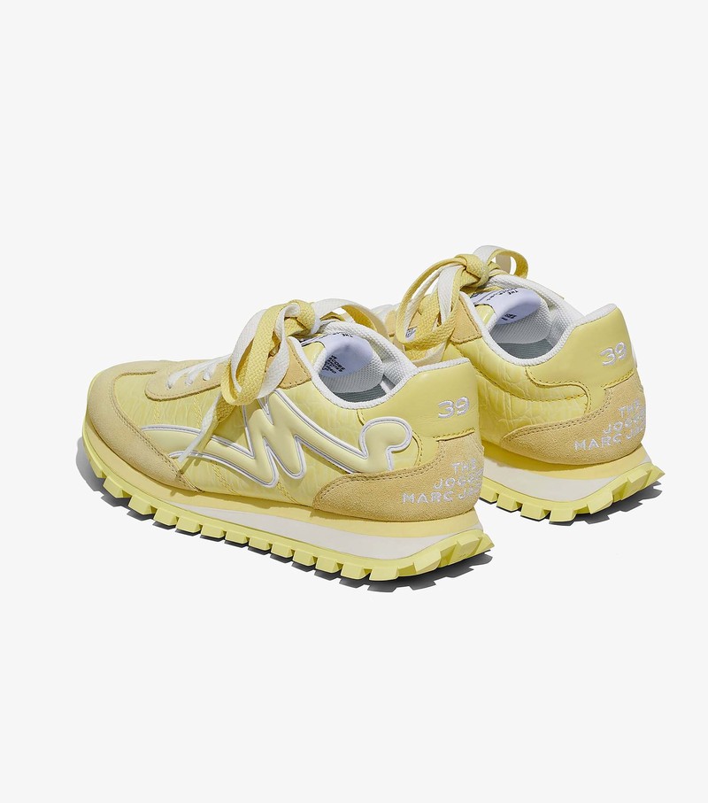 Women's Marc Jacobs Croc-Embossed Jogger Sneakers Yellow | DGZWX-8137