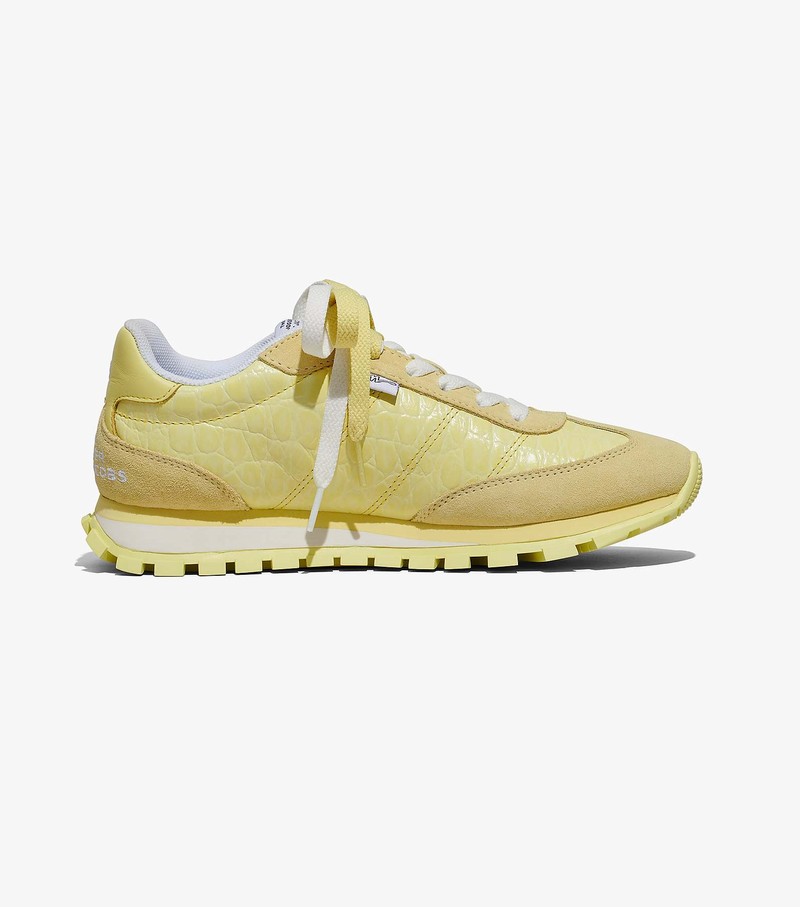 Women's Marc Jacobs Croc-Embossed Jogger Sneakers Yellow | DGZWX-8137