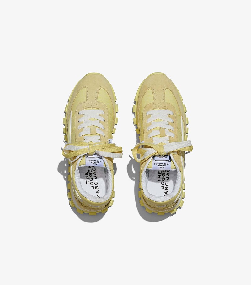 Women's Marc Jacobs Croc-Embossed Jogger Sneakers Yellow | DGZWX-8137