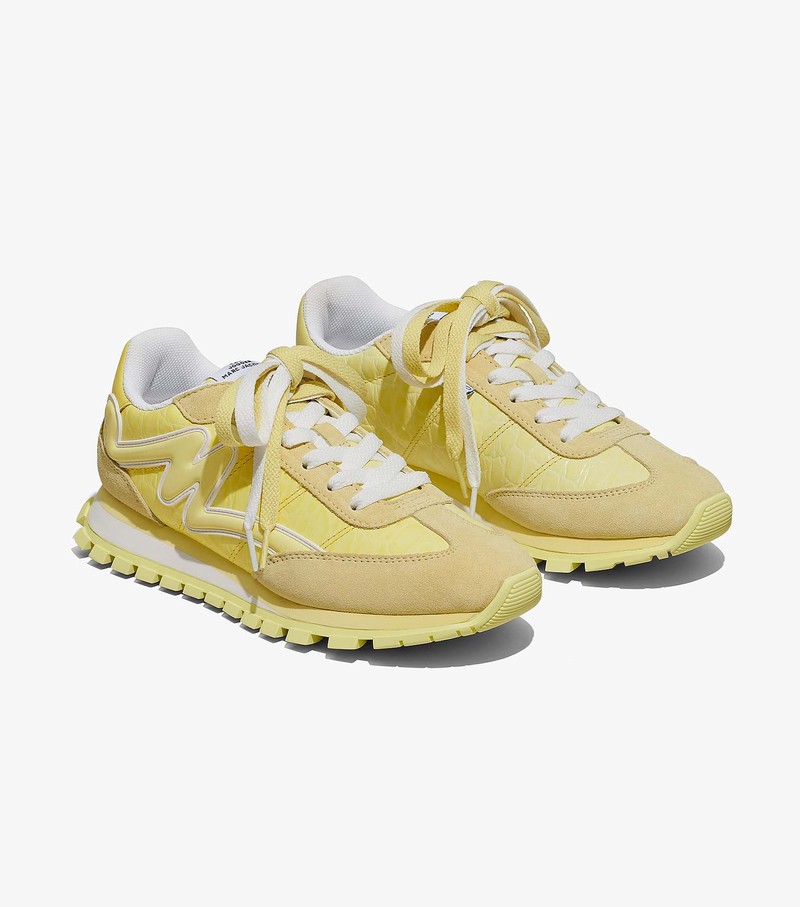 Women\'s Marc Jacobs Croc-Embossed Jogger Sneakers Yellow | DGZWX-8137