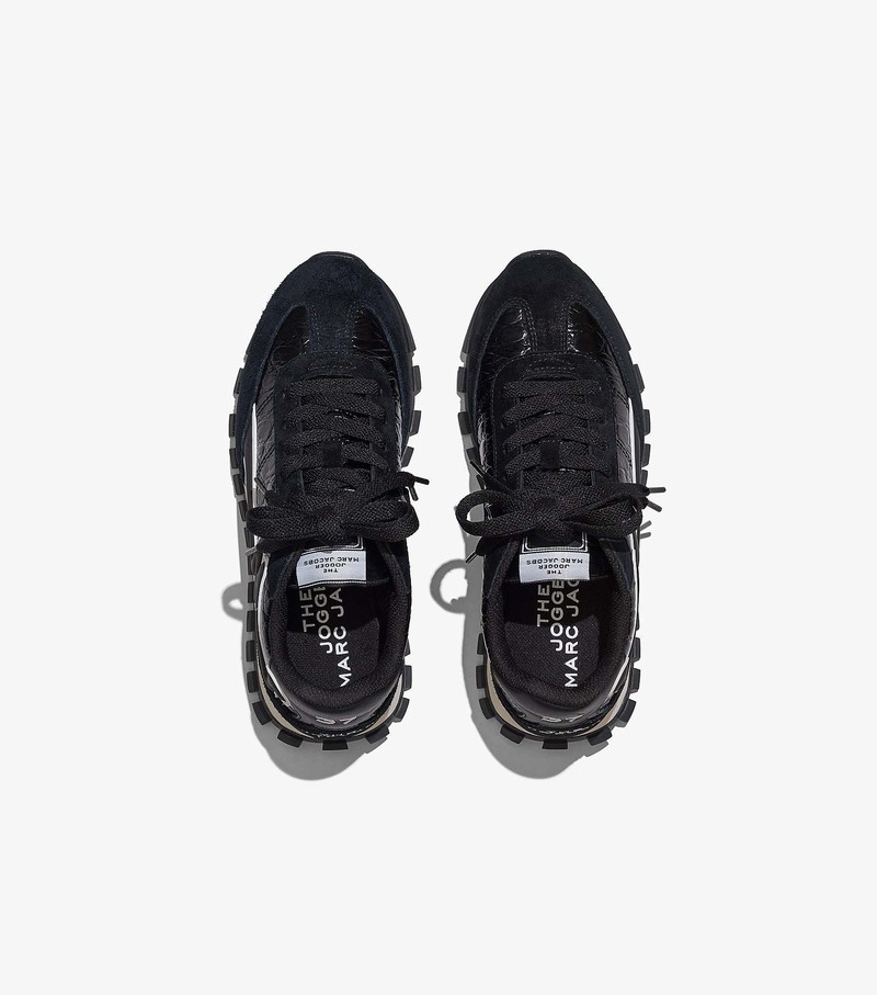 Women's Marc Jacobs Croc-Embossed Jogger Sneakers Black | MXIUB-1967