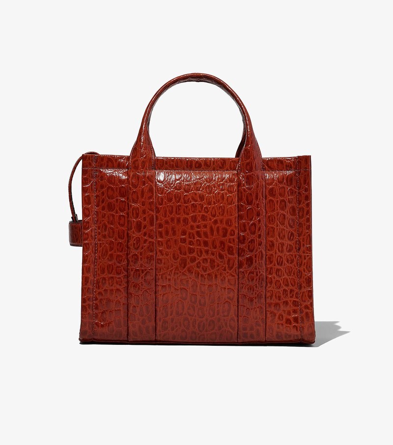 Women's Marc Jacobs Croc-Embossed Medium Tote Bags Red | DSZIT-9460