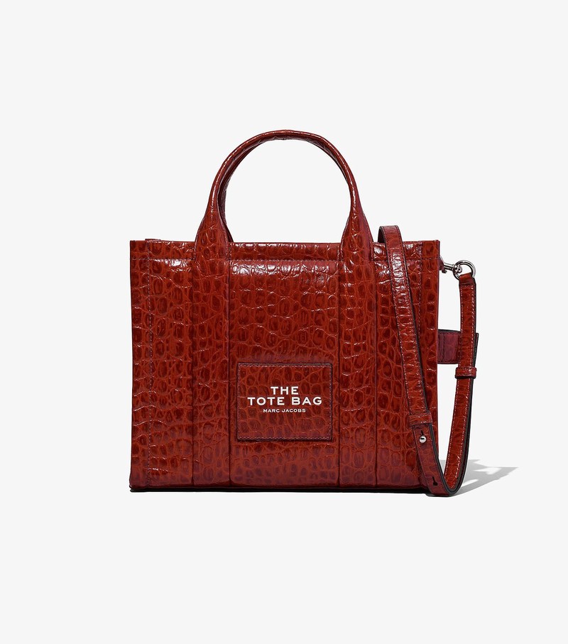 Women\'s Marc Jacobs Croc-Embossed Medium Tote Bags Red | DSZIT-9460