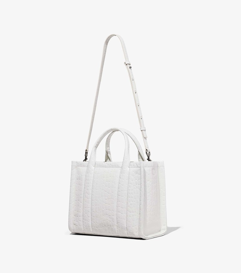 Women's Marc Jacobs Croc-Embossed Medium Tote Bags White | MBIKG-7938