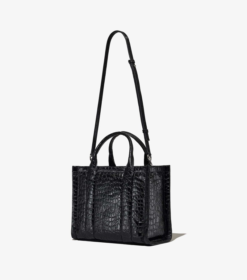 Women's Marc Jacobs Croc-Embossed Medium Tote Bags Black | TLYUF-0471