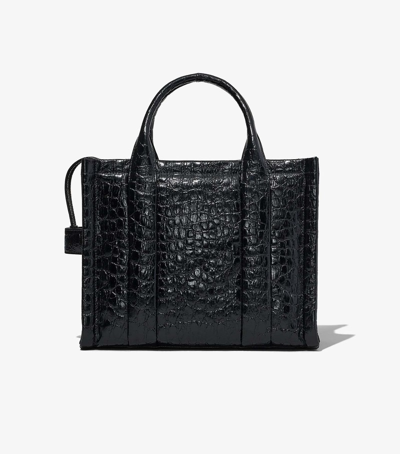 Women's Marc Jacobs Croc-Embossed Medium Tote Bags Black | TLYUF-0471