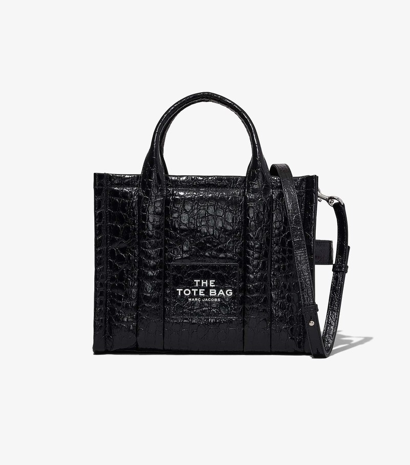 Women\'s Marc Jacobs Croc-Embossed Medium Tote Bags Black | TLYUF-0471