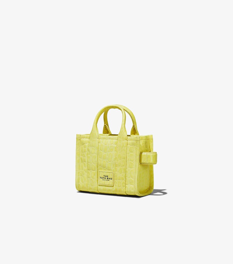 Women's Marc Jacobs Croc-Embossed Micro Tote Bags Yellow | DXYRV-3847