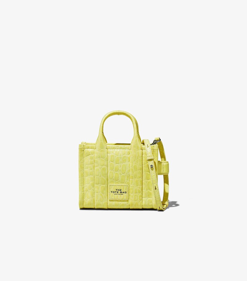 Women\'s Marc Jacobs Croc-Embossed Micro Tote Bags Yellow | DXYRV-3847