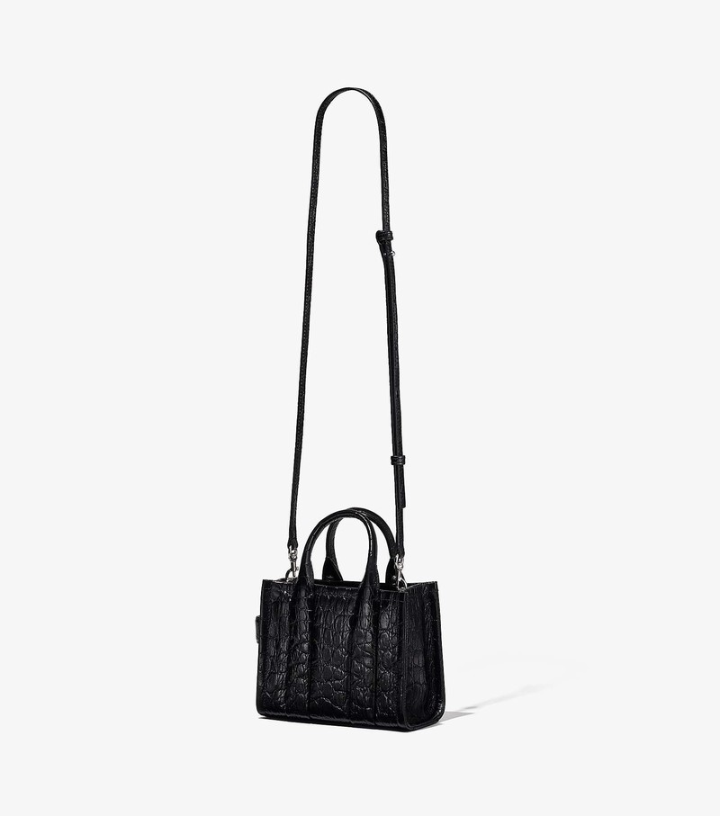 Women's Marc Jacobs Croc-Embossed Micro Tote Bags Black | ONBSI-0149