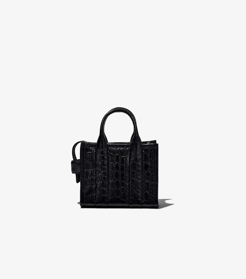 Women's Marc Jacobs Croc-Embossed Micro Tote Bags Black | ONBSI-0149