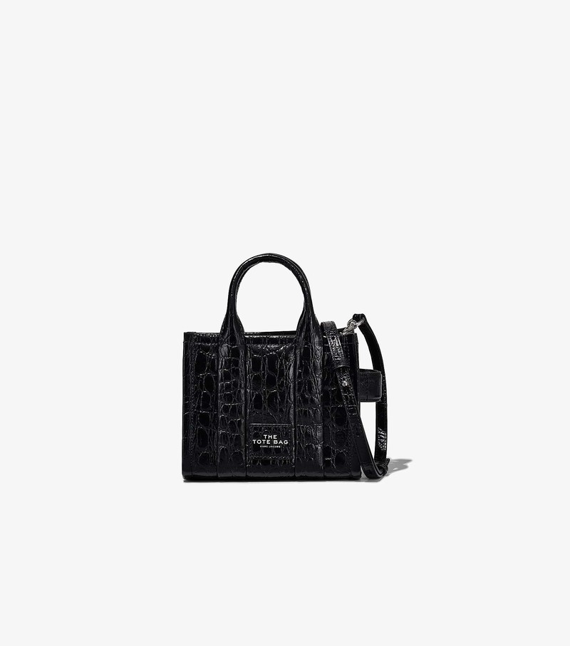 Women\'s Marc Jacobs Croc-Embossed Micro Tote Bags Black | ONBSI-0149