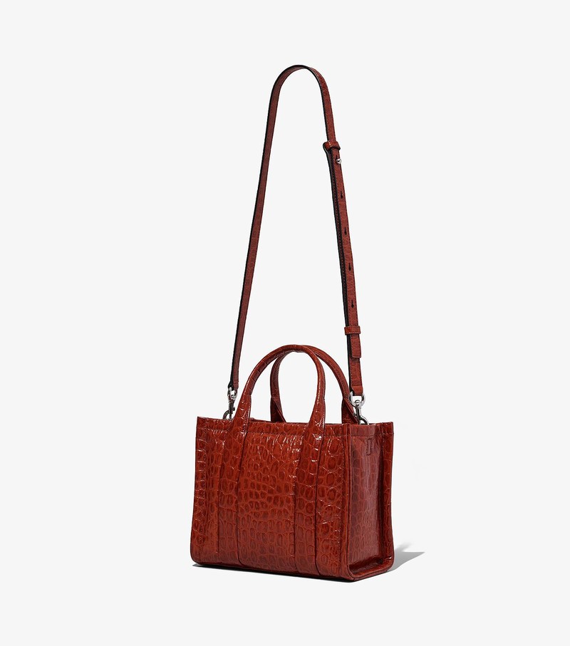 Women's Marc Jacobs Croc-Embossed Mini Tote Bags Red | EXCQA-4685