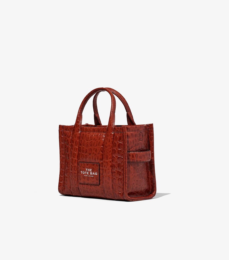 Women's Marc Jacobs Croc-Embossed Mini Tote Bags Red | EXCQA-4685