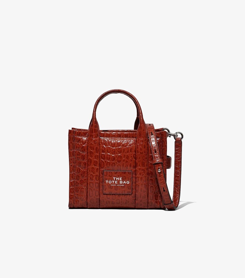 Women\'s Marc Jacobs Croc-Embossed Mini Tote Bags Red | EXCQA-4685