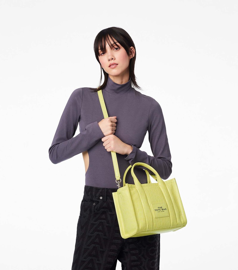 Women's Marc Jacobs Croc-Embossed Mini Tote Bags Yellow | OSIEN-5270