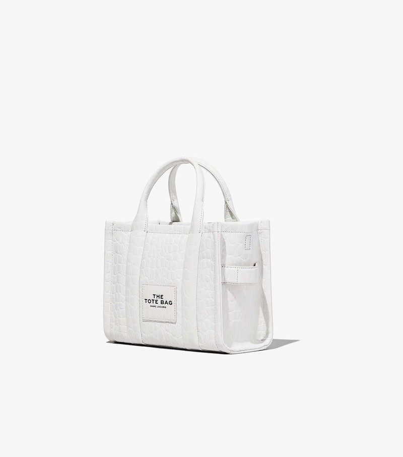 Women's Marc Jacobs Croc-Embossed Mini Tote Bags White | QKEIB-7094