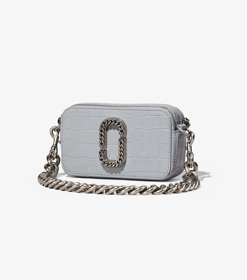 Women's Marc Jacobs Croc-Embossed Snapshot Crossbody Bags Grey | KIGEN-4271