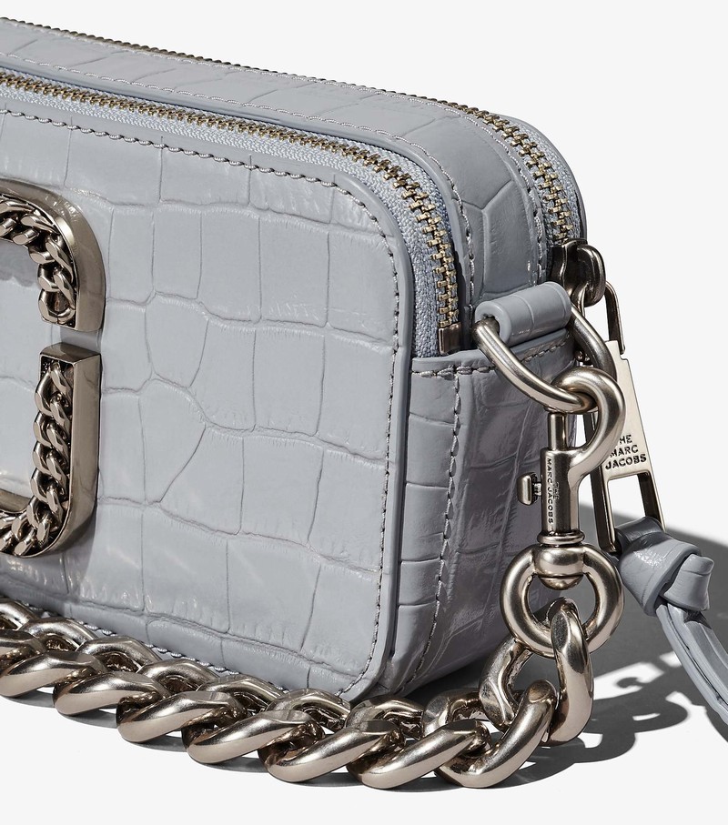 Women's Marc Jacobs Croc-Embossed Snapshot Crossbody Bags Grey | KIGEN-4271