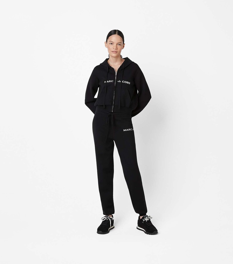 Women's Marc Jacobs Cropped Zip Hoodie Black | URMHT-1520