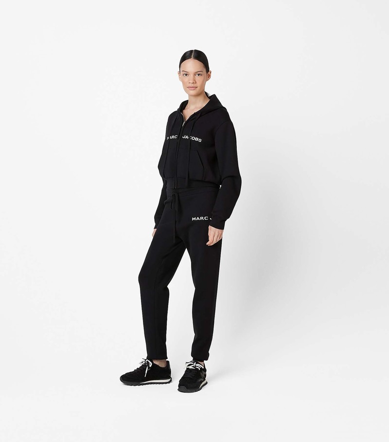 Women's Marc Jacobs Cropped Zip Hoodie Black | URMHT-1520