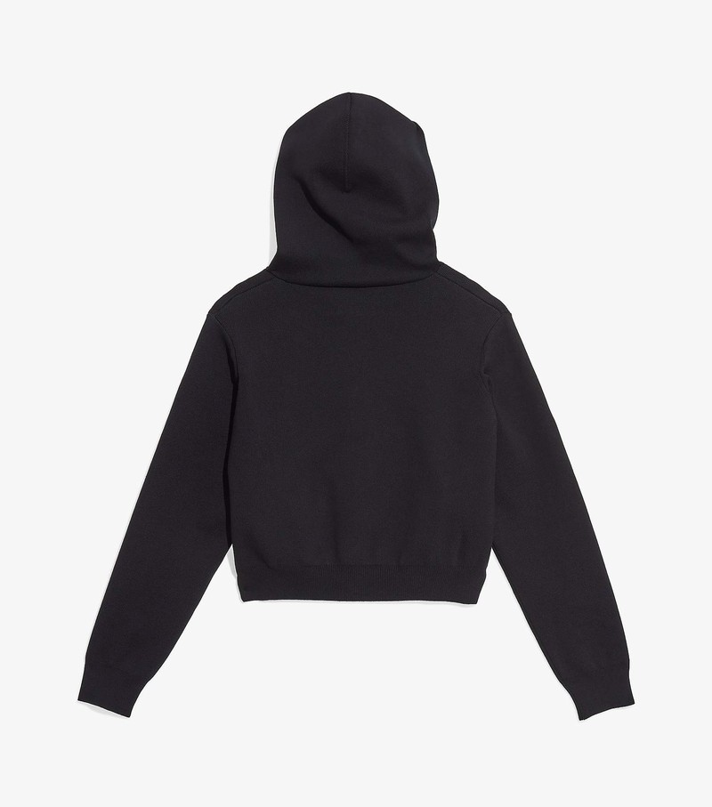 Women's Marc Jacobs Cropped Zip Hoodie Black | URMHT-1520