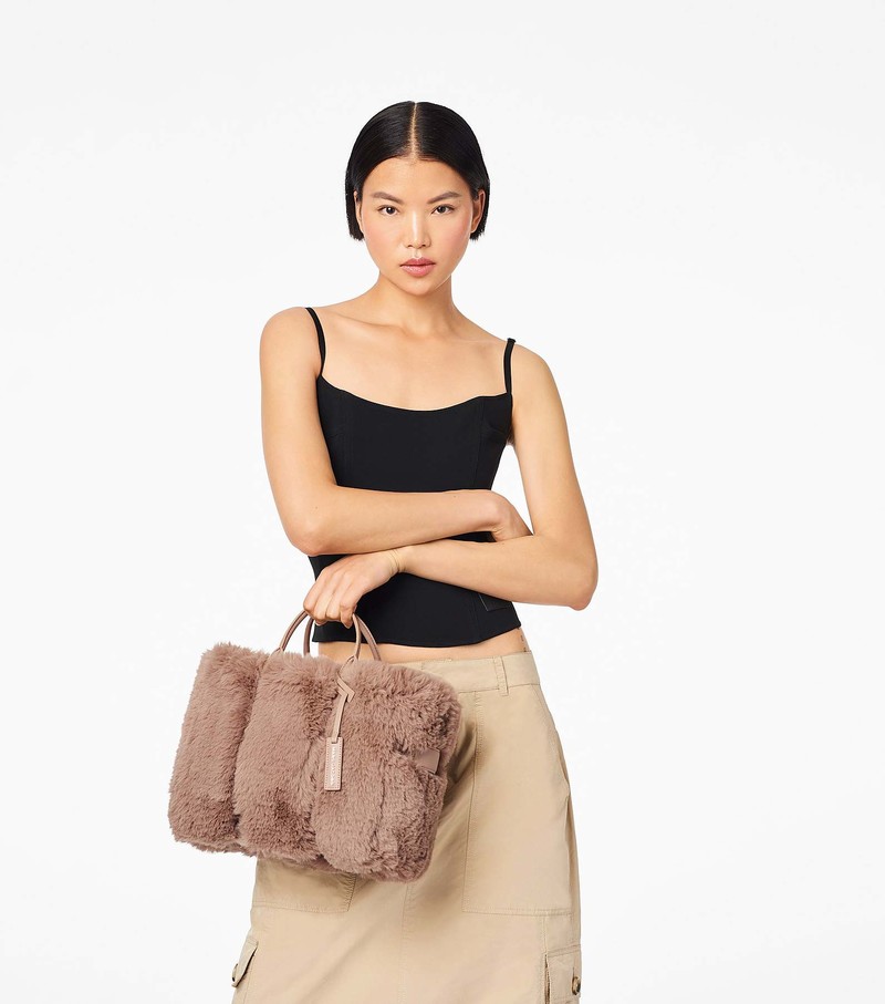 Women's Marc Jacobs Faux Fur Mini Crossbody Bags Coffee | BGTMX-3701