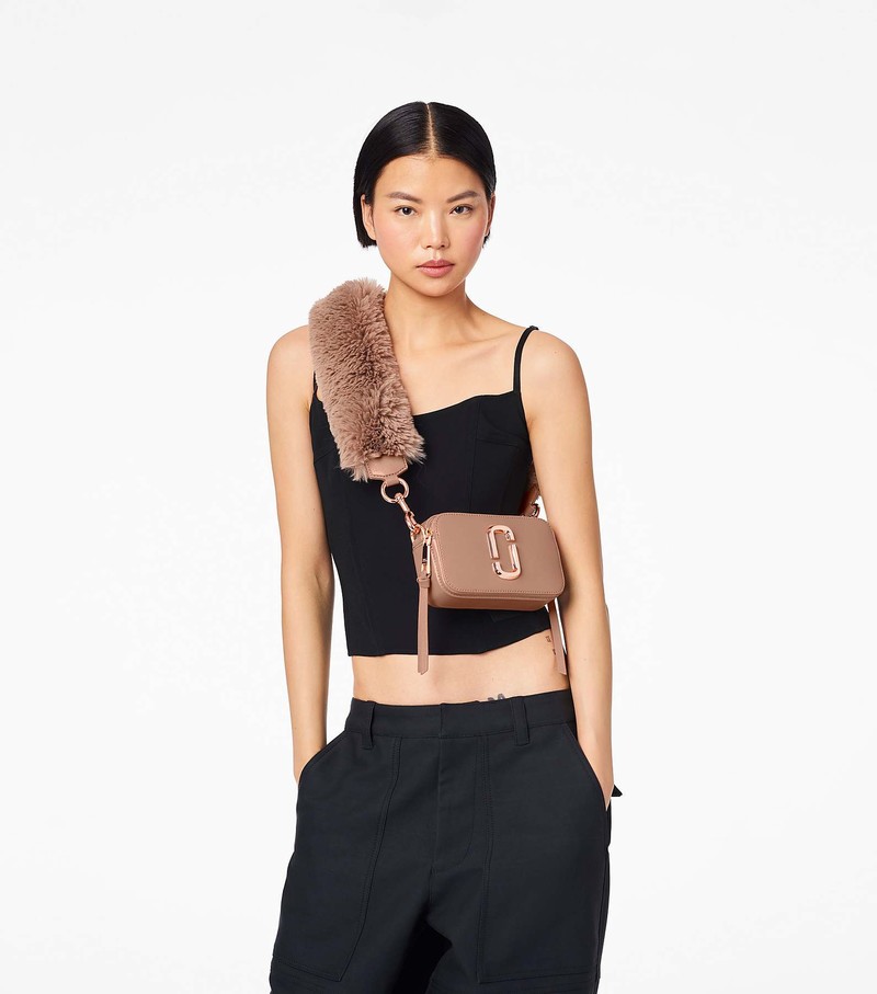 Women's Marc Jacobs Faux Fur Snapshot Crossbody Bags Coffee | YHUOV-6894