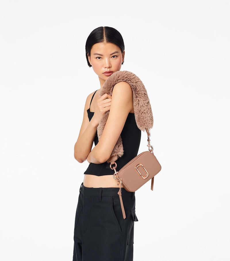 Women's Marc Jacobs Faux Fur Snapshot Crossbody Bags Coffee | YHUOV-6894