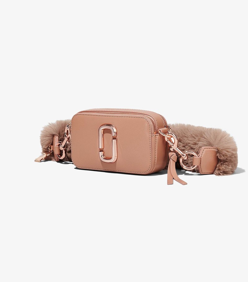 Women's Marc Jacobs Faux Fur Snapshot Crossbody Bags Coffee | YHUOV-6894