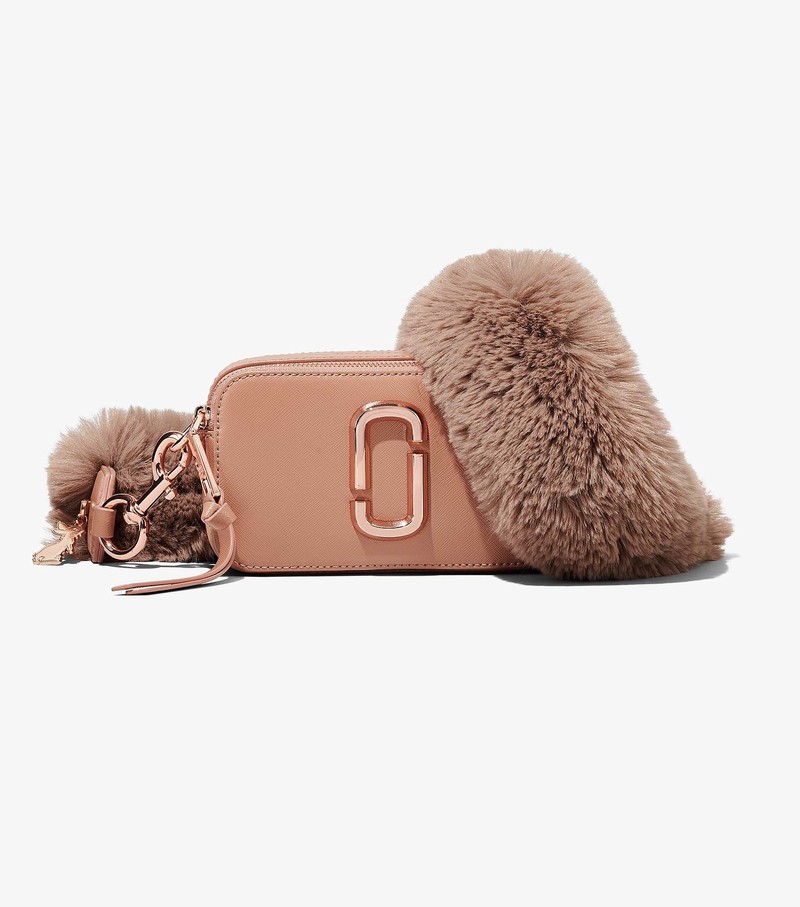 Women\'s Marc Jacobs Faux Fur Snapshot Crossbody Bags Coffee | YHUOV-6894