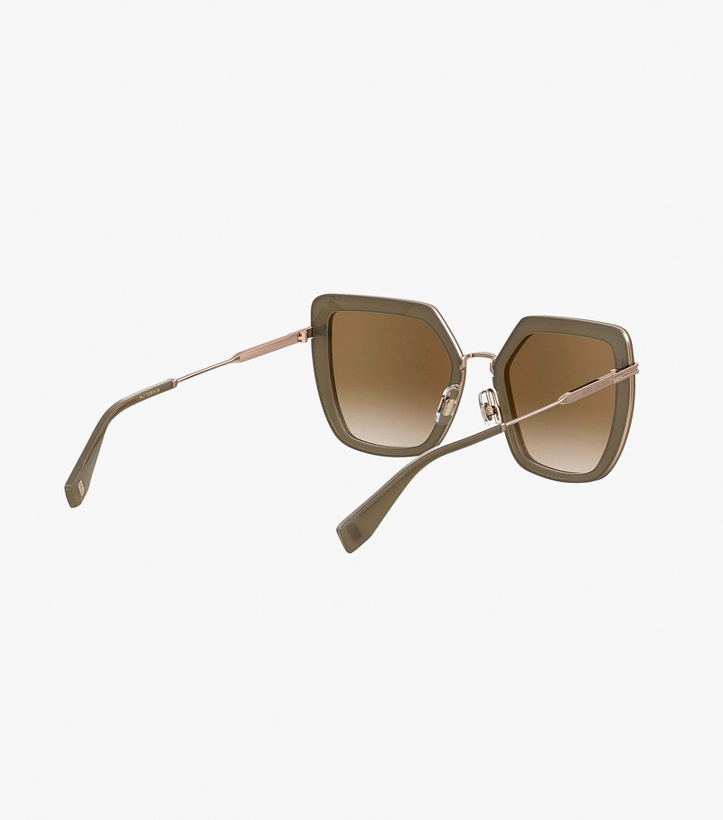 Women's Marc Jacobs Icon Oversized Butterfly Sunglasses Olive | JRMDW-1354