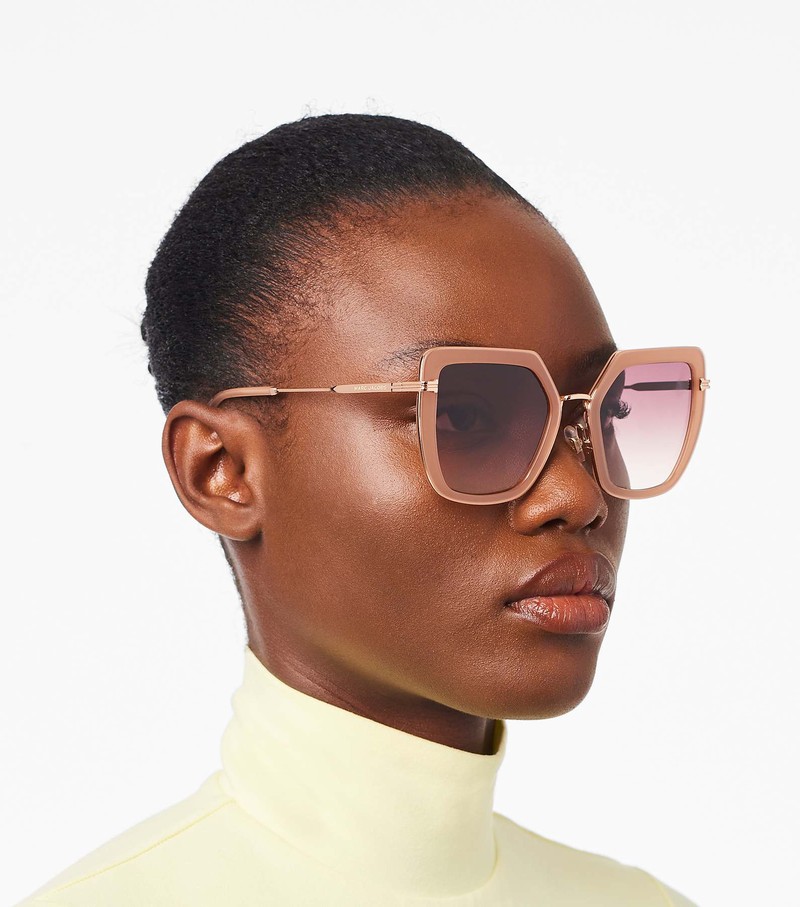 Women's Marc Jacobs Icon Oversized Butterfly Sunglasses Gold | LBVGI-8640