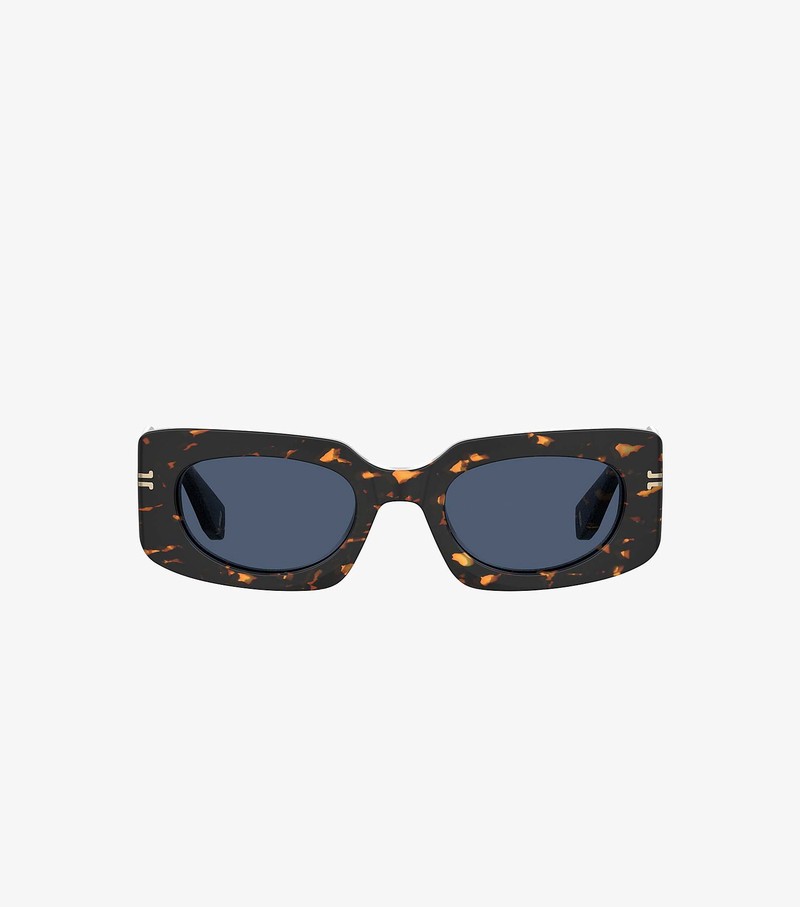 Women's Marc Jacobs Icon Rectangular Sunglasses Black / Orange | HFJAO-0316