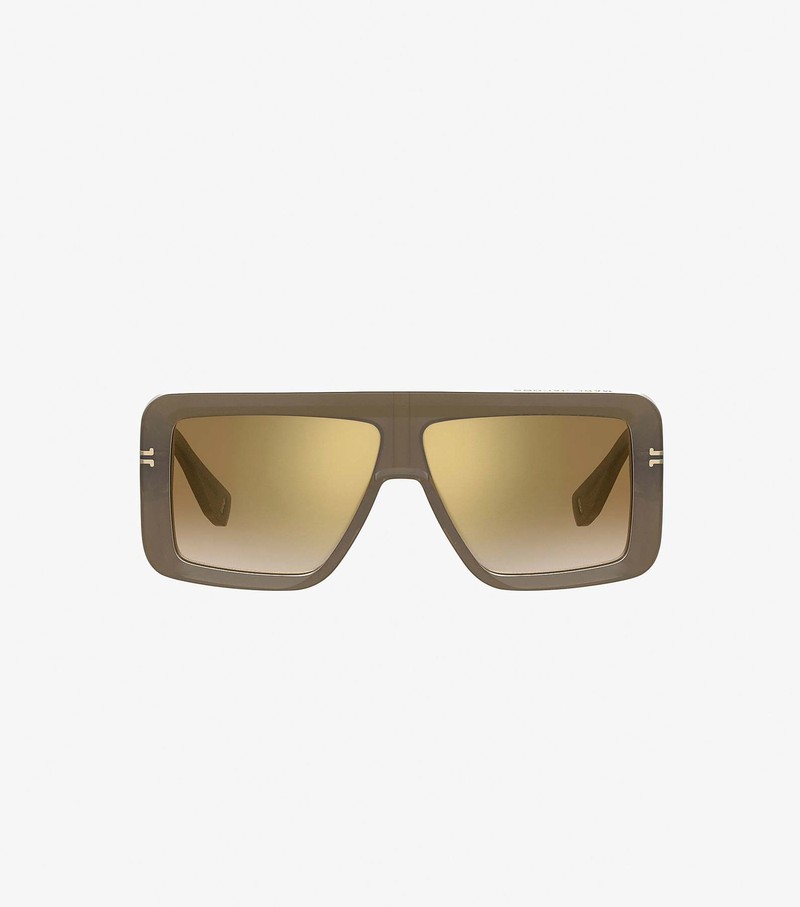 Women's Marc Jacobs Icon Rectangular Sunglasses Olive | RYACP-1845