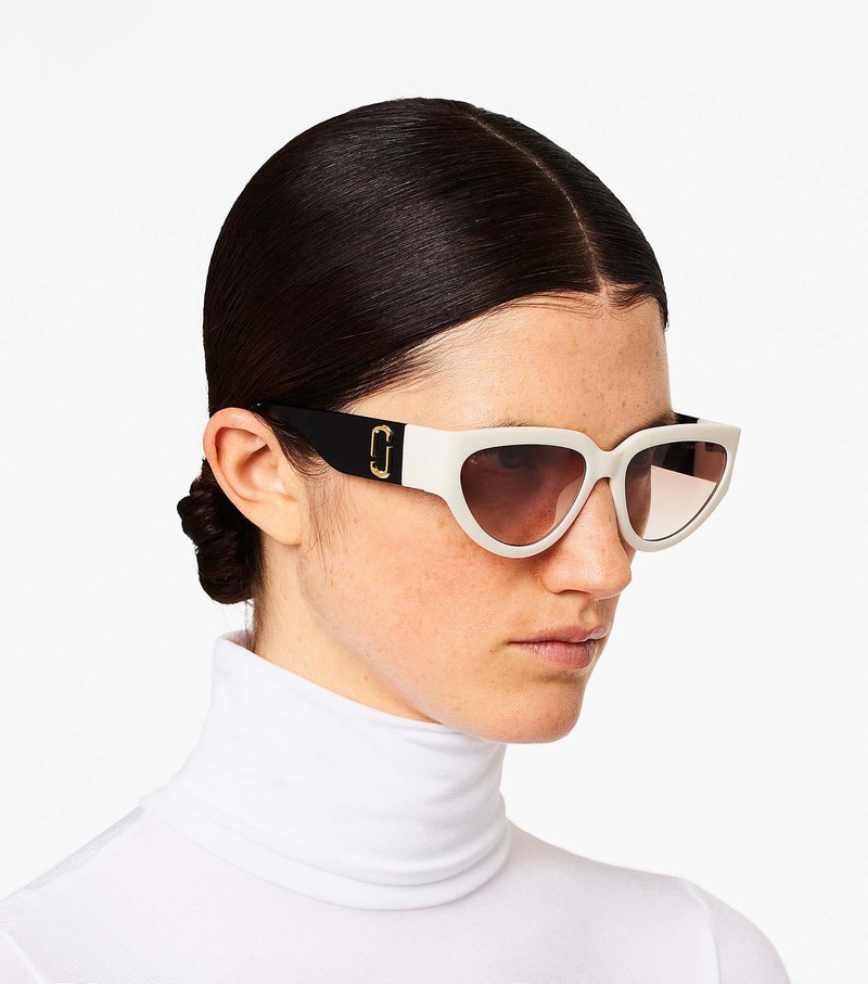 Women's Marc Jacobs J Marc Cat Eye Sunglasses White | TZGPC-0164