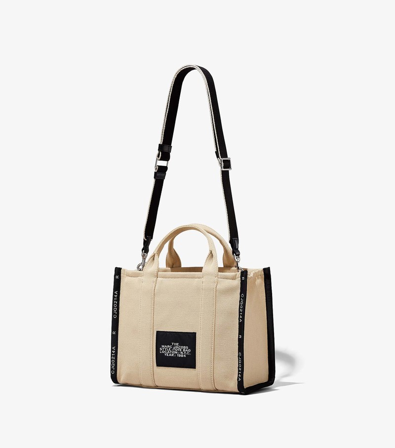 Women's Marc Jacobs Jacquard Medium Tote Bags Beige | OKARQ-6470